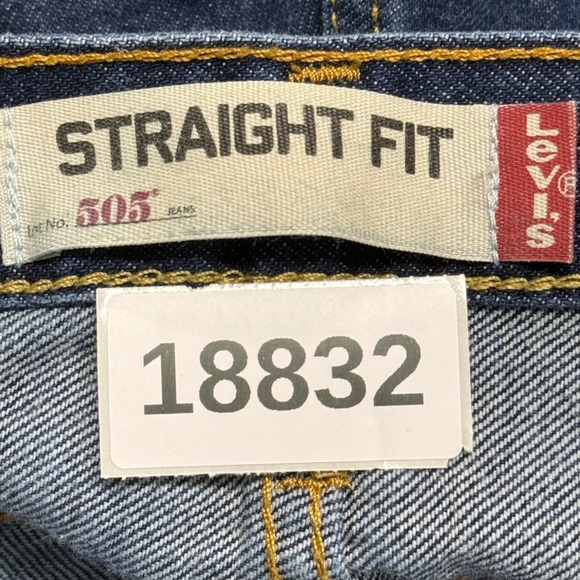 Levis 505 Jeans Men 36x32 Blue Straight Fit Pants Dark Wash Workwear - Picture 7 of 7